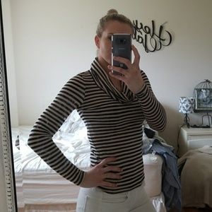 Striped cowl neck shirt